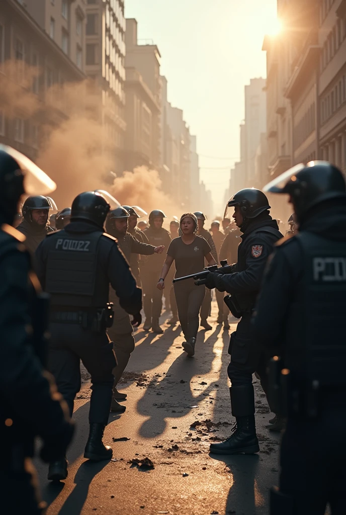 Students attacking on police in protest fire