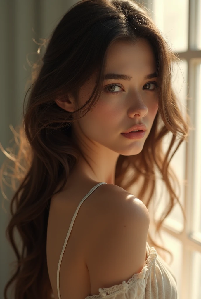 Sexy girl with long hair 
