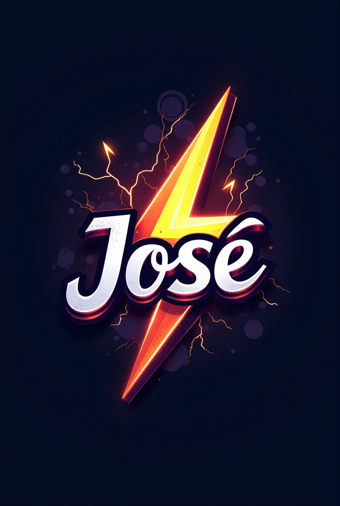 Logo with the name José featuring a lightning bolt and a creative background