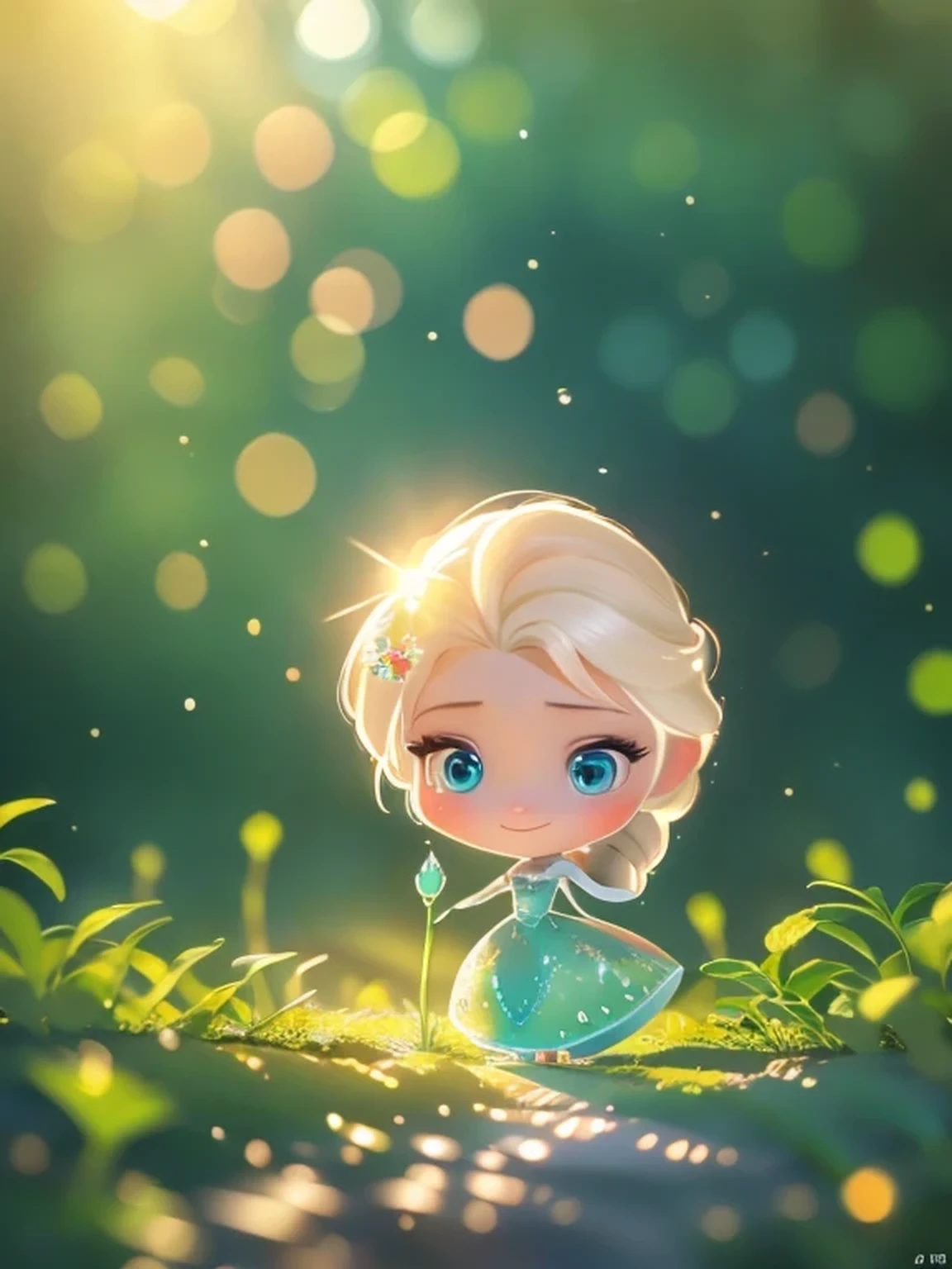Close up of cartoon elsa on green background, cute numbersArt, Lovely and detailed digital art, 4k hd illustration wallpaper, Cute numbers, Blurred dream illustration, 4k hd wallpaper illustration, Cute 3d rendering, A beautiful artistic illustration, 2d illustration, 2d illustration, Blurred dreamy illustration, Epic Concept Art. bokeh, elsa of arendelle, light leaks, ((masterpiece))