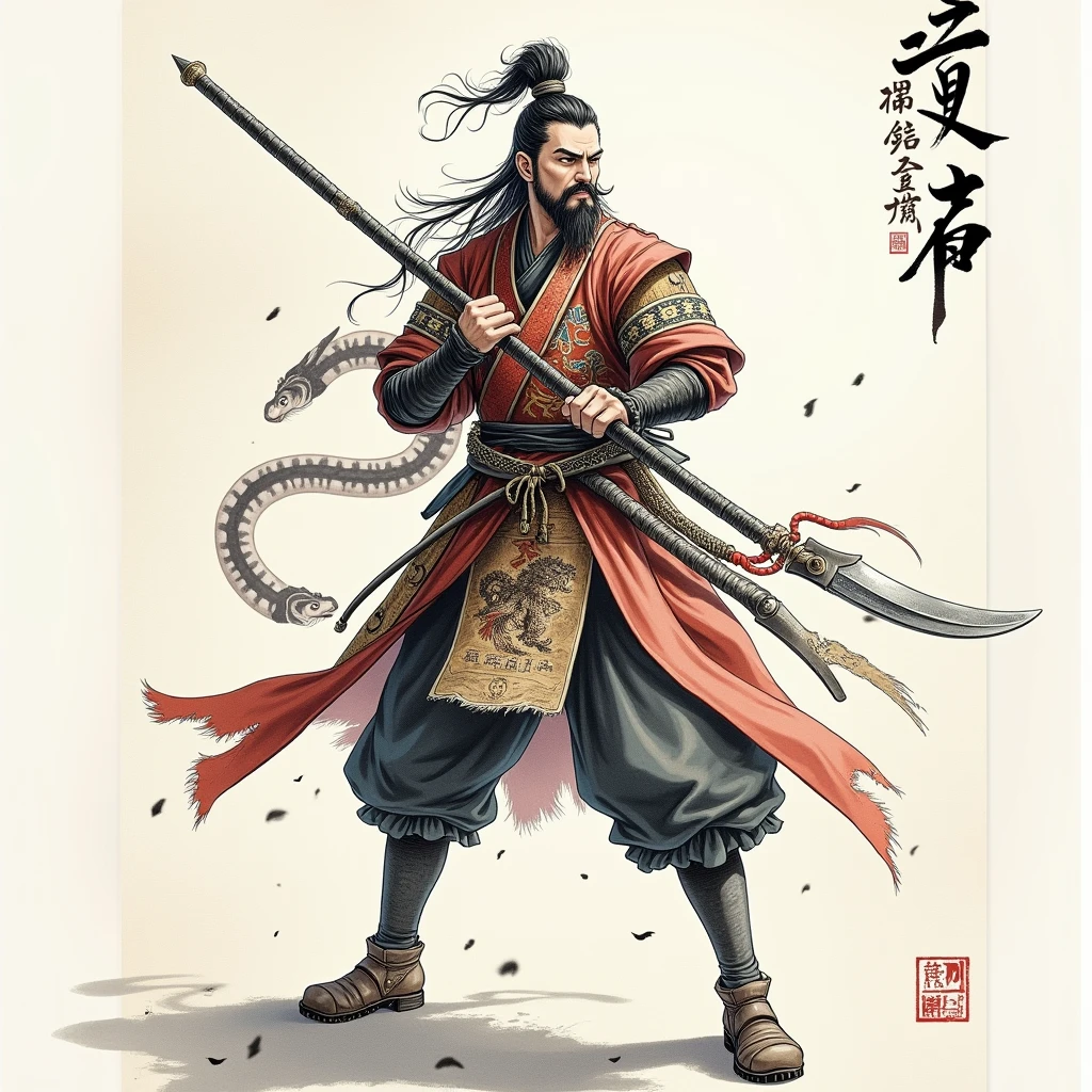 masterpiece,Highest quality,Ink,watercolor,Penmanship,Seeping,Handwriting,Ink,Portraiture,Excellent Calligraphy,calligraphy and painting,
鄭問之Three Kingdoms,Three Kingdoms,Three Kingdoms,Three Kingdoms演義,Military commander,Oriental,ancient China,armor,kimono,Battle,
zhangfei,Tiger髭,勇まShii,Tiger,Snake spear,Bun,Goggle eyes,strongest,guardian,Gatekeeper,Daring,Fierce々Shii,shortage々Shii,Muscular,Hairy,Tiger模様,Gulp,Long Plank,Solo Ride,Yan (State) Soldier,A Hero Equal to a Million Soldiers,heavy drinker,Bad drinking habit,Martial Arts One-Sided,Demon,Devil,Yama,Thunderclap,
