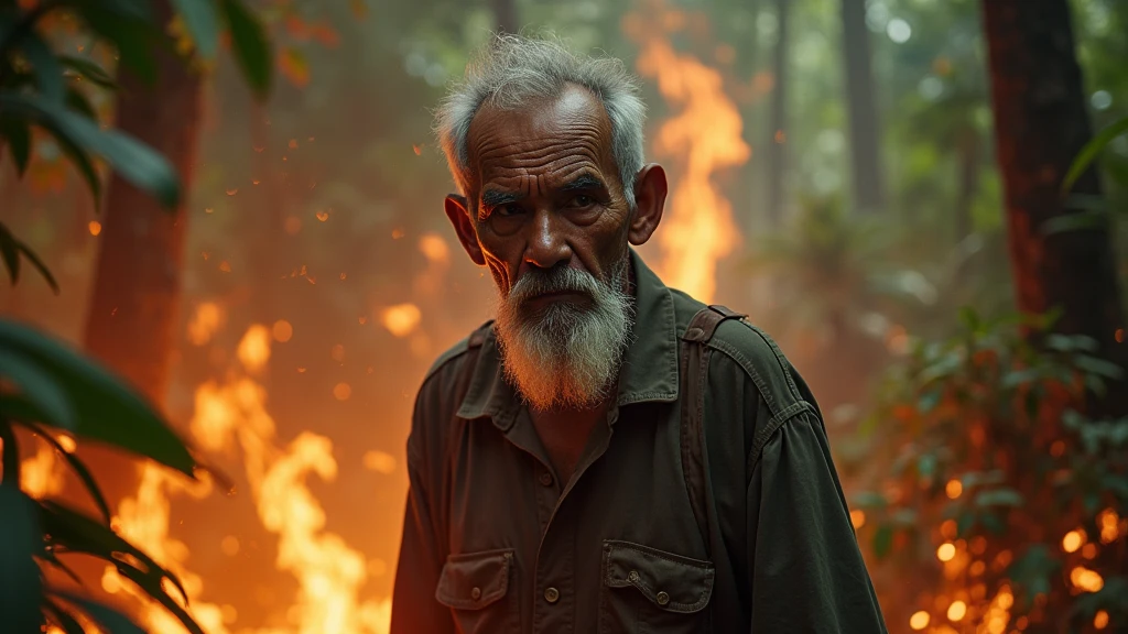 Elderly Indonesian man fights magic in jungle fire 8k