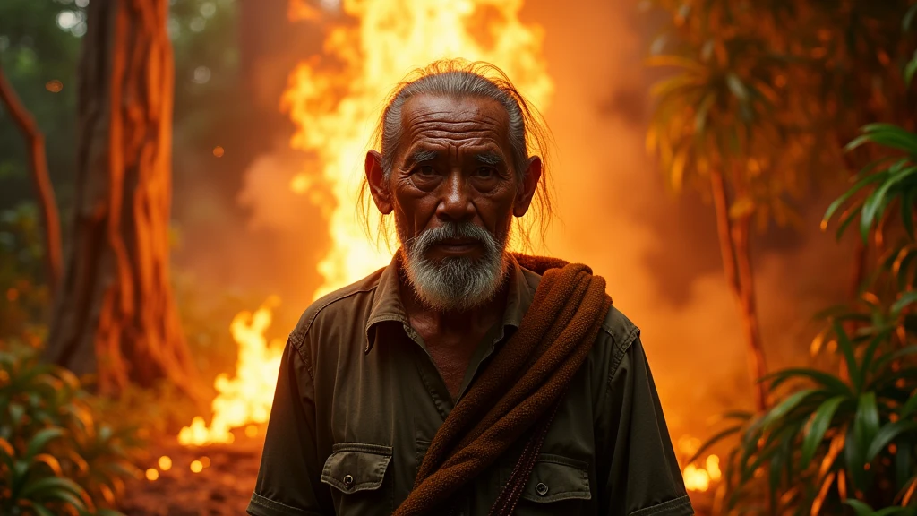 Elderly Indonesian man fights magic in jungle fire 8k