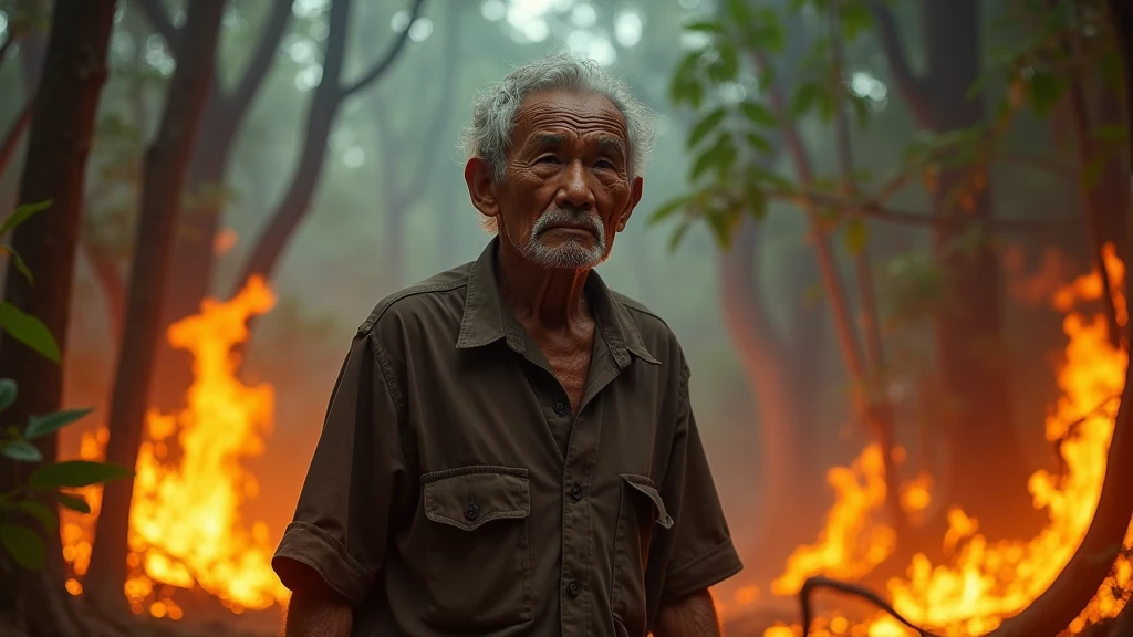 Elderly Indonesian man fights magic in jungle fire 8k
