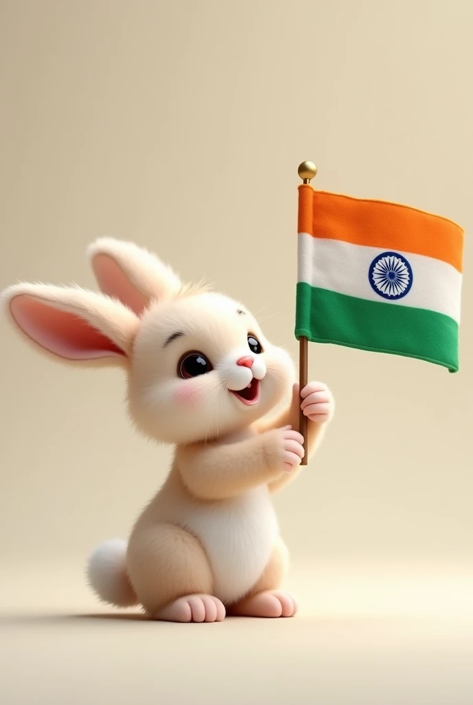 Cute bunny holding Indian flag