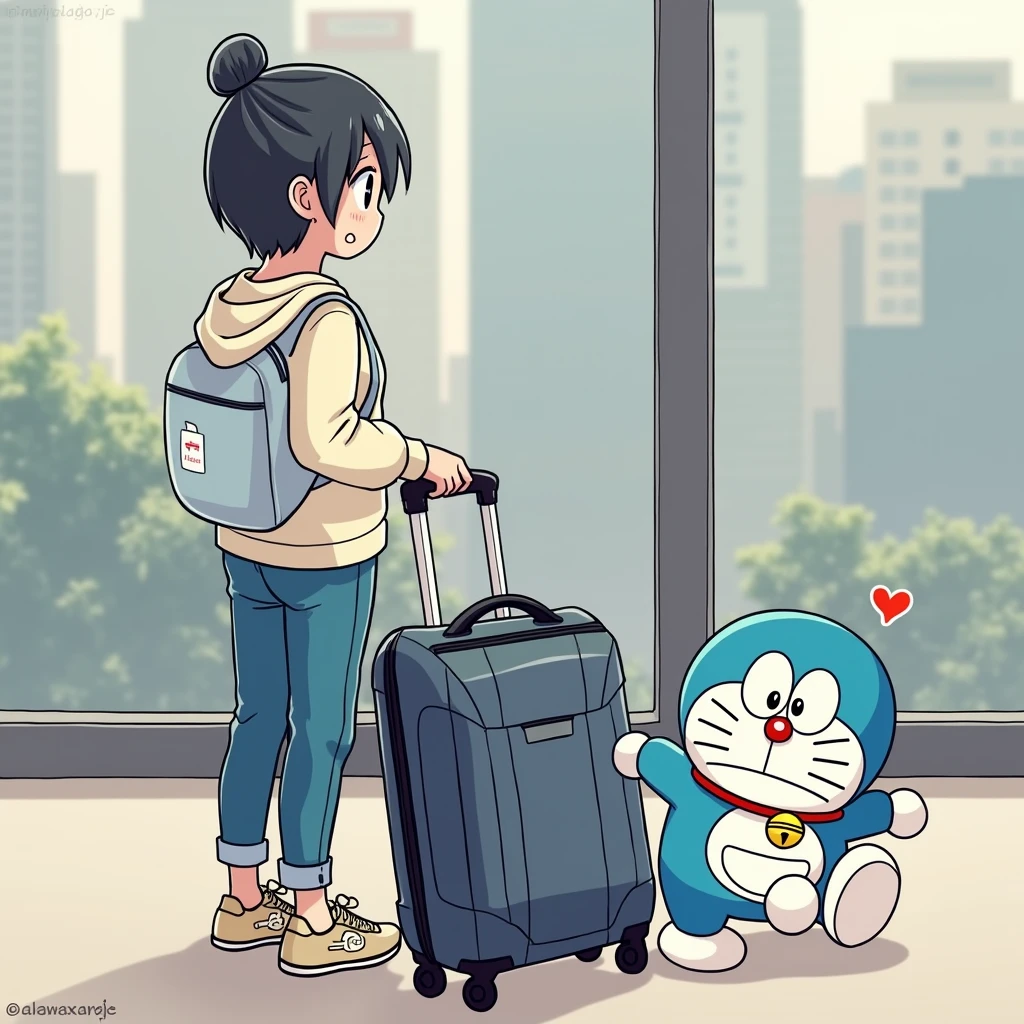 A person with a Doraemon pocket々 Unpack your travel luggage