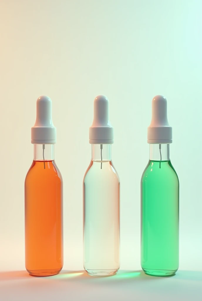 Imagine 3 identical medical ampoules fills with orange white and green individual colour