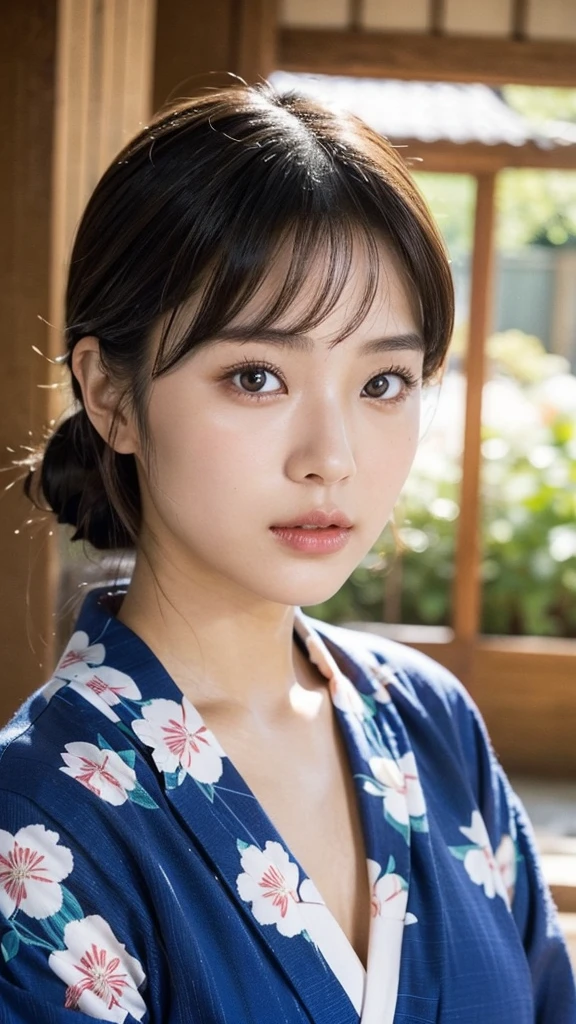 Model actress、One Woman、cool、Close-up of face、30 generation beauty、Realistic Skin、Japanese women、Upper Body、summer、yukata