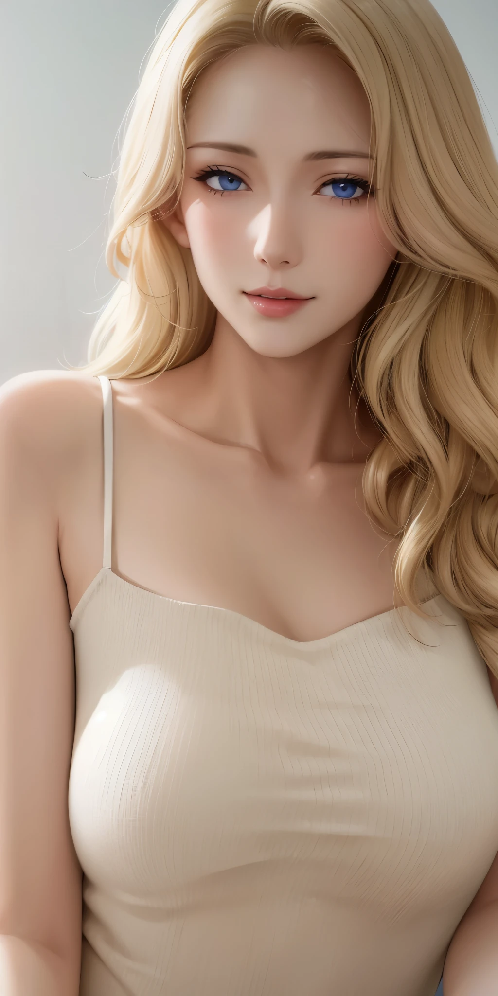 Elegant adult female, blonde hair, blue eyes, soft light, high quality, high detailed, 4k resolution, beautiful cg