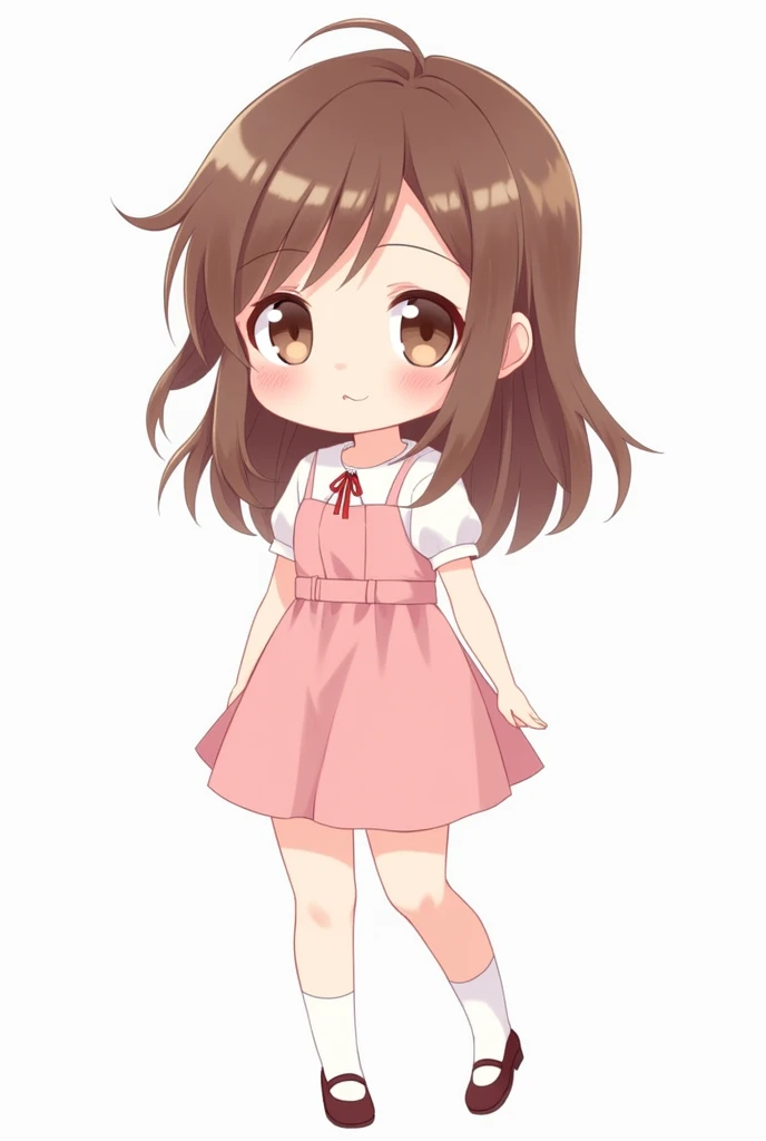 best quality, masterpiece, 1girl, solo, yaemikodef, white background, medium breasts, standing, full body, chibi,