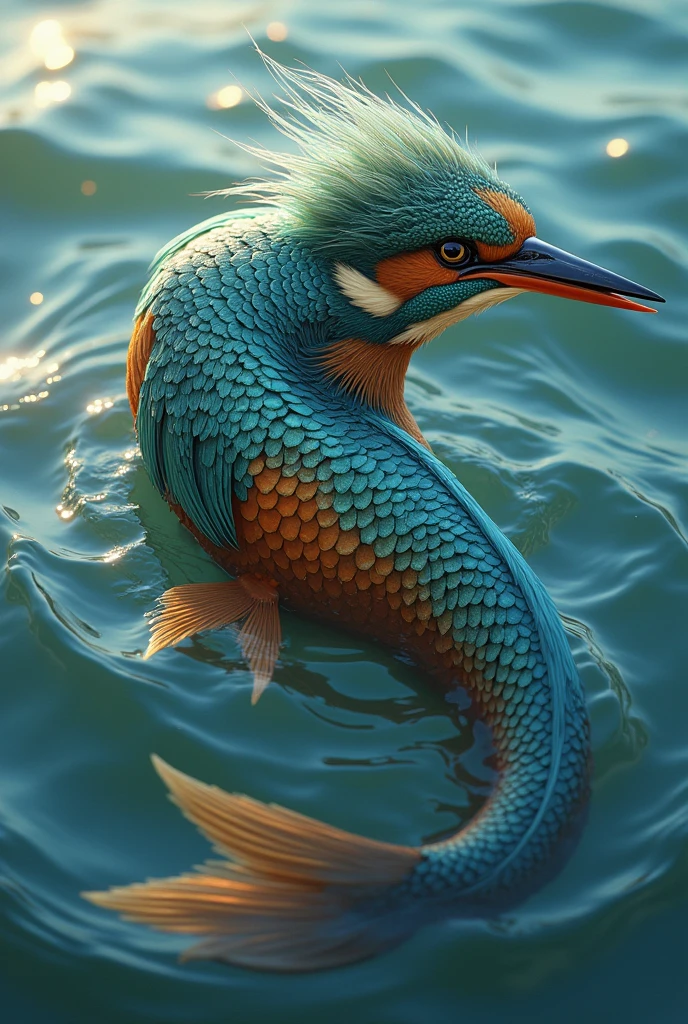 Kingfisher  body in fish
