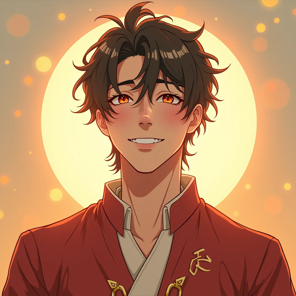 male、smile、The background is bright、God of Love、Face is front、The body is also front、