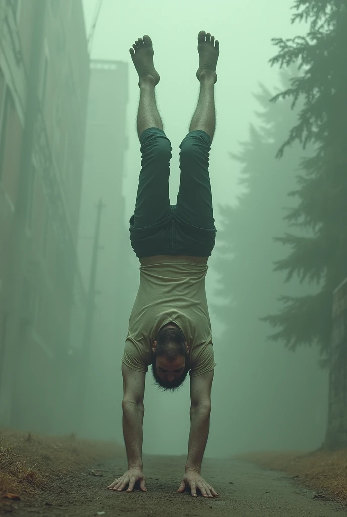 The man's symptoms, such as walking on his hands