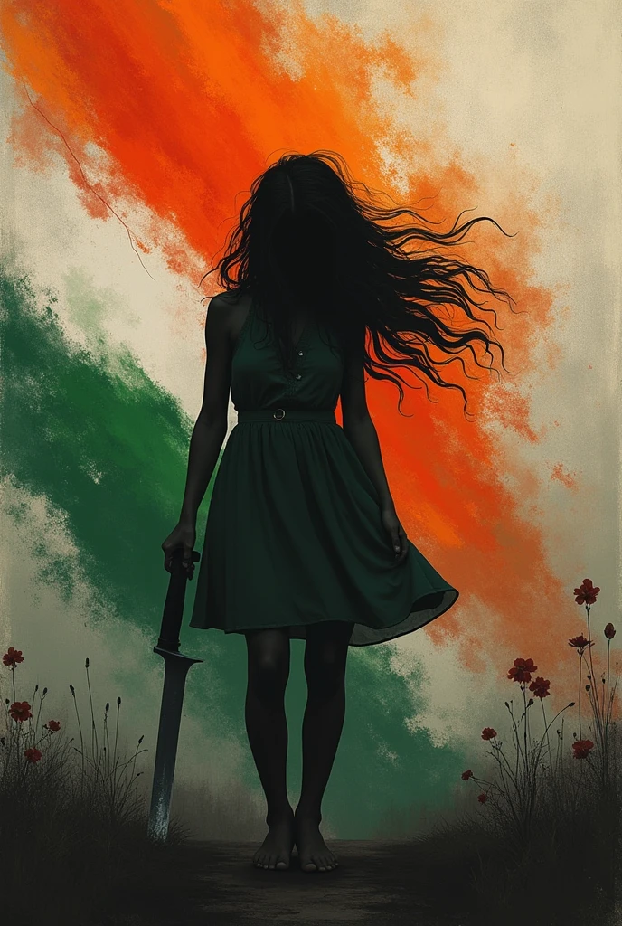 Rape and murder a girl crete image with Indian flag...