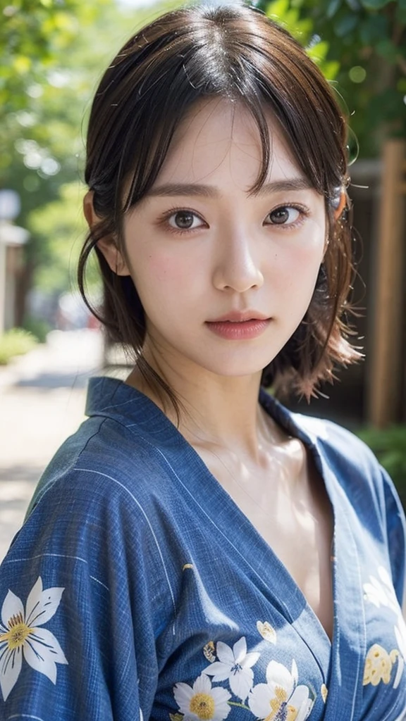 Model actress、One Woman、cool、Close-up of face、30 generation beauty、Realistic Skin、Japanese women、Upper Body、summer、yukata