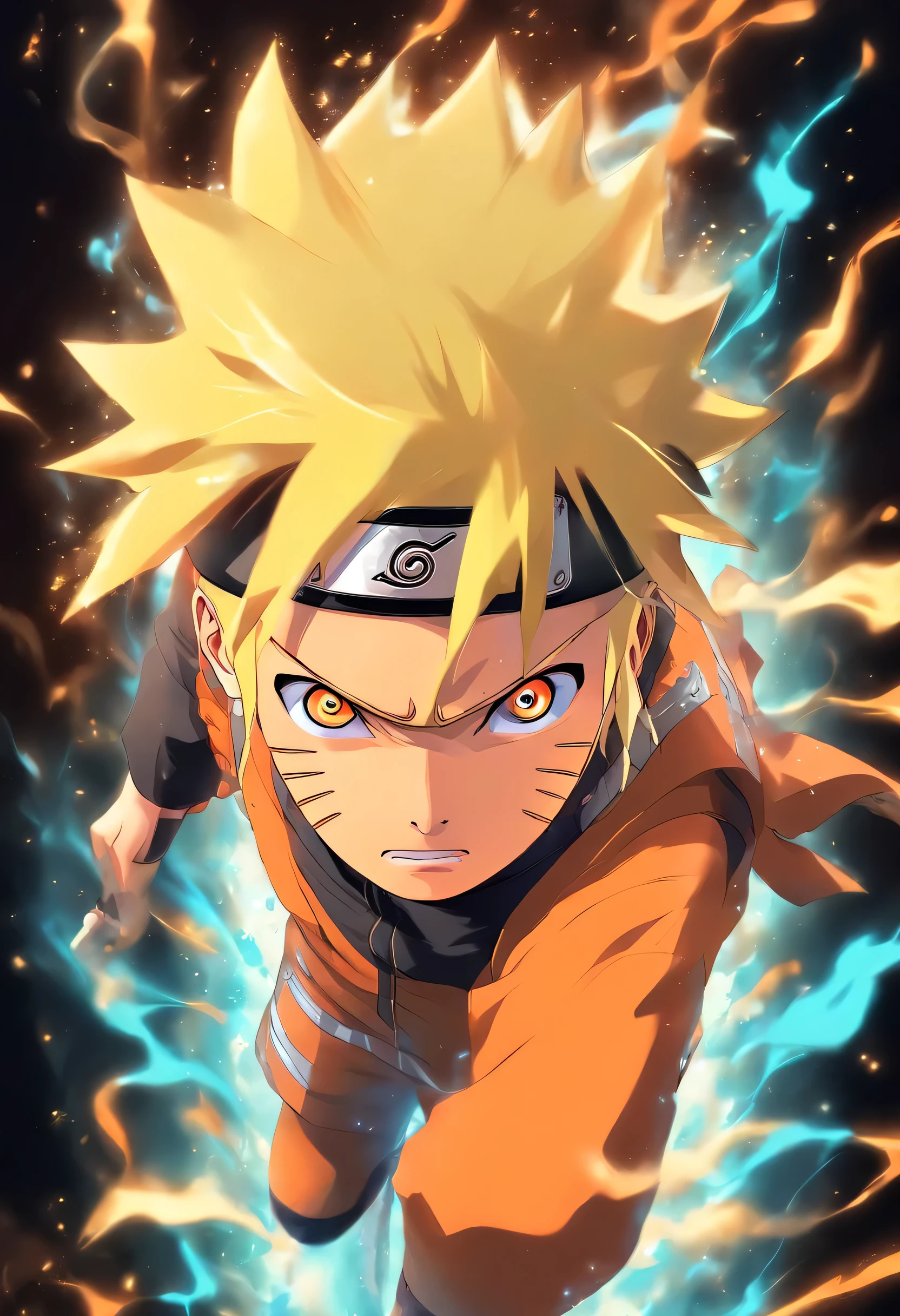 T-shirt design, Uzumaki Naruto, Main Part, vector, rich and colorful, Flat illustration, black background