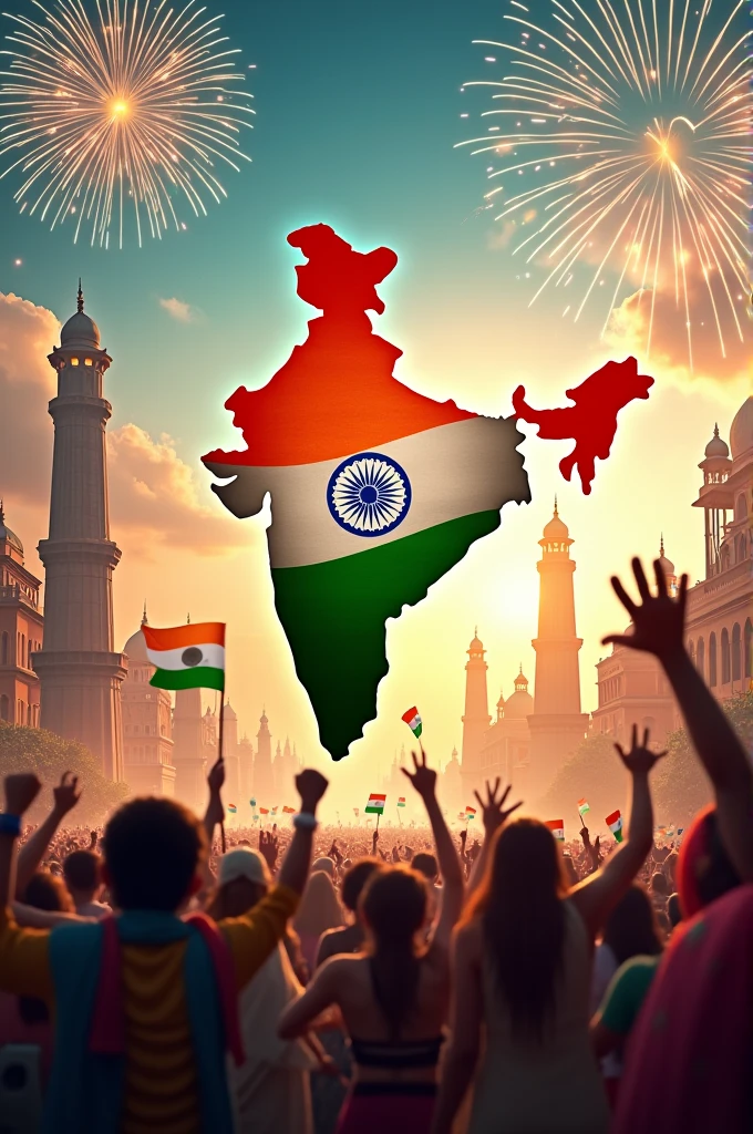 Independence day celebration image with India map