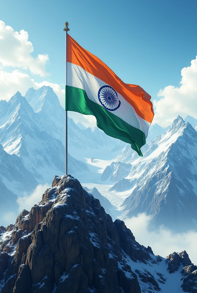 Jmage with indian flag on mountain for independence day wish