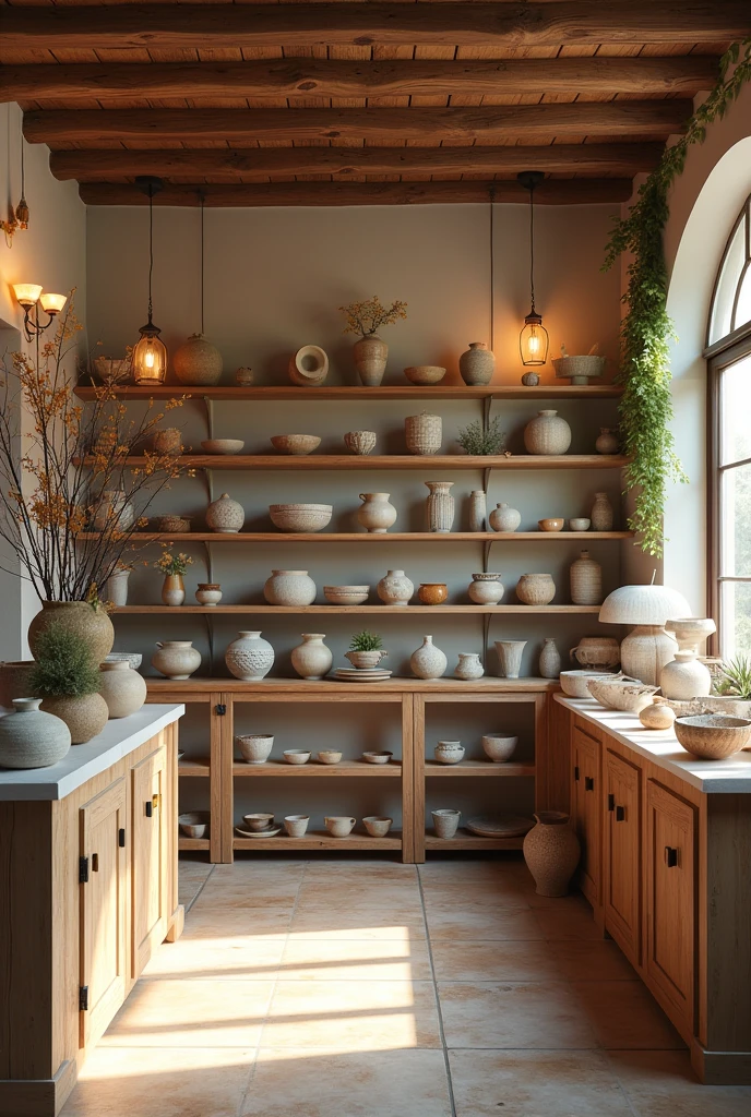 I want a store that sells small ceramics and that the place is well decorated., I want it from a different perspective but larger