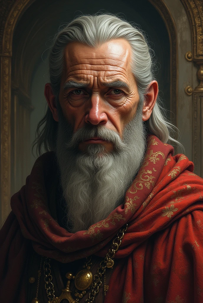 Ancient King face shows a mix of resignation and defiance as he utters the words, 'To the strongest.