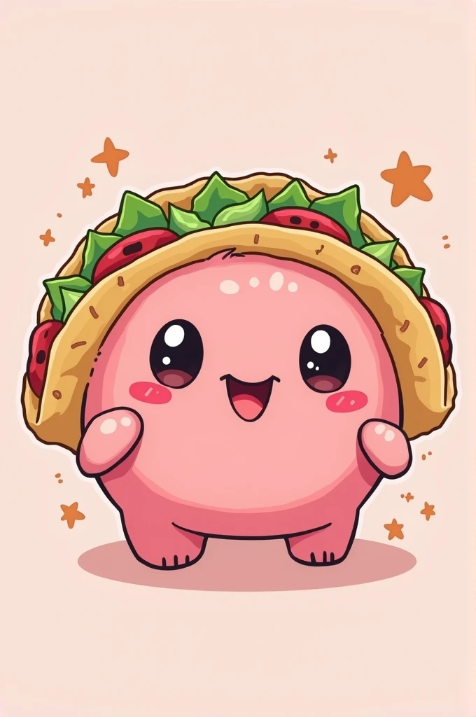 Pink taco mascot with anime-style tortilla