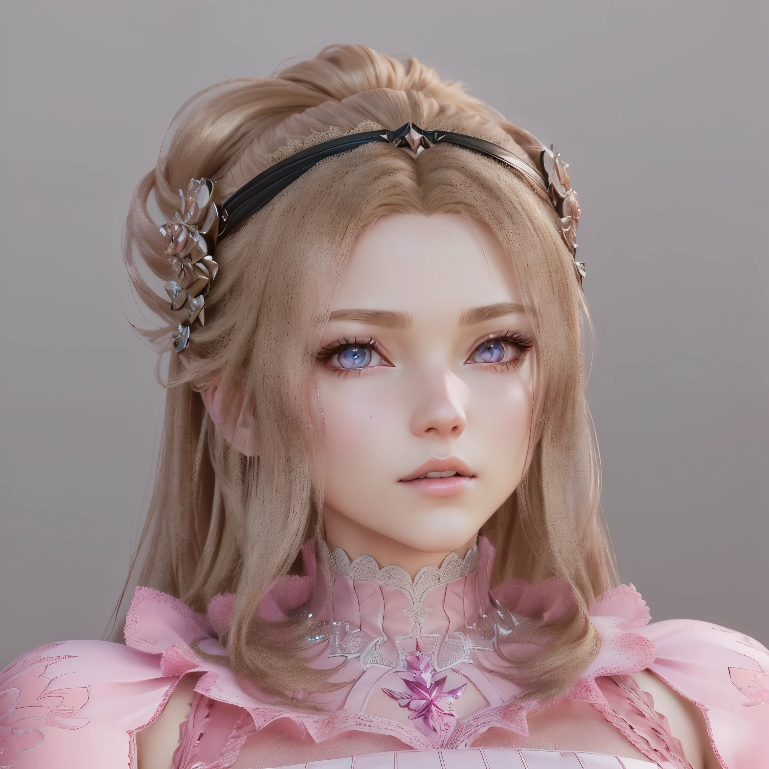 A close-up of a pink dress, Ultra-detailed fantasy characters, 8K Portrait Rendering, Realistic Anime 3D Style, Anime-style 3D, 3D Anime Real, Photorealistic Anime Rendering, small character. Unreal Engine 5, realistic young anime, Highly detailed characters, Highly detailed facial anime, Close-up Character