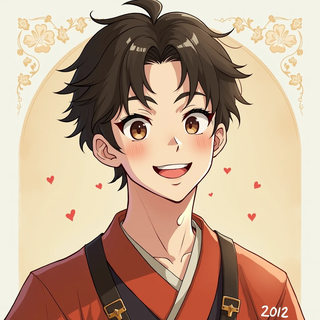 male、smile、Beardless、God of Love、Face is front、The body is also front、
