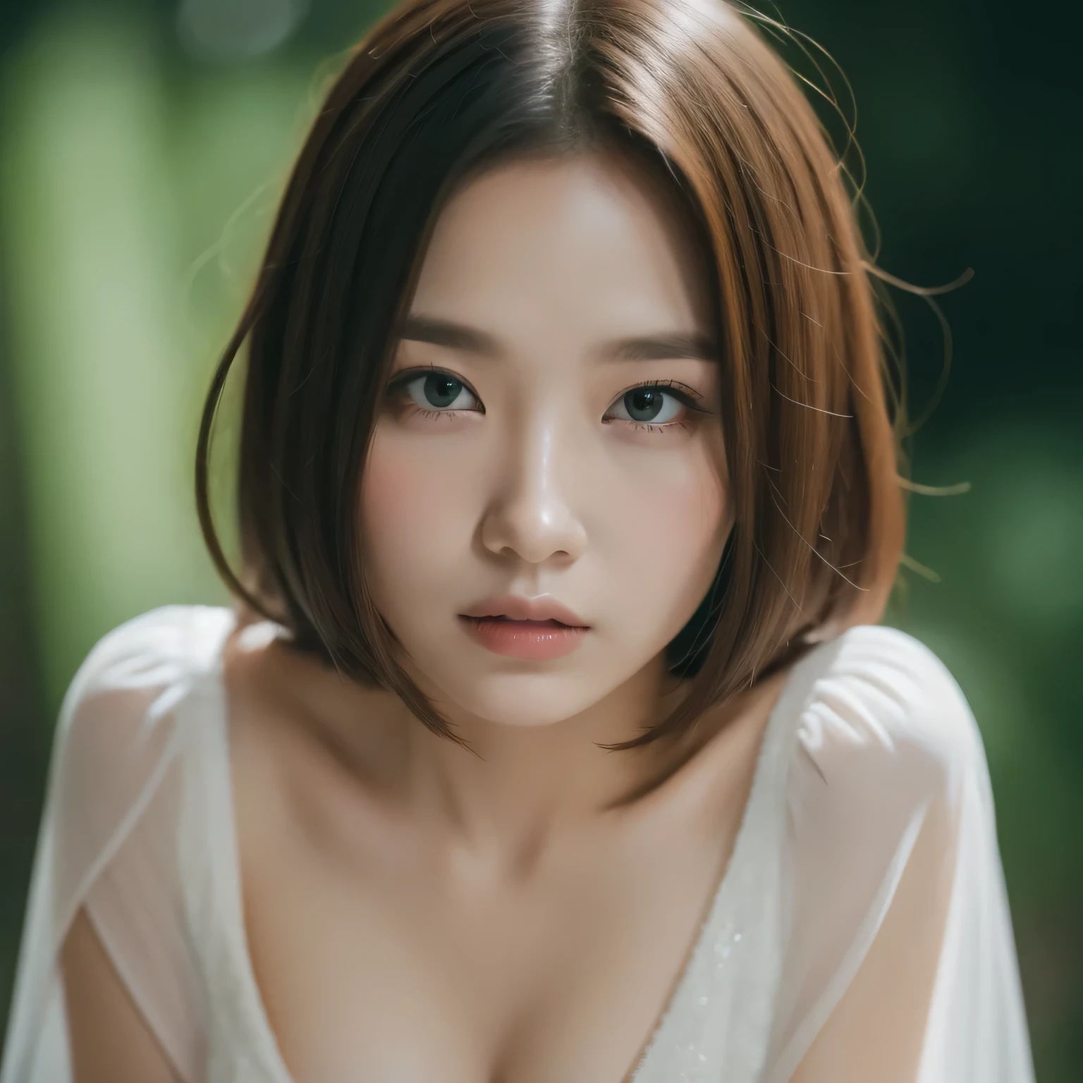 8k, Highest quality, Genuine Image, Ultra-high resolution, Depth Field,(Realistic,Genuine:1.2),masterpiece, 0.25 :: close ,Middle out ,
one person's, AI big breasts_Chan, Very beautiful 1, innocent big eye, (brown_short_hair), (green_eye: 1.0), (bangs), Perfect glowing skin, Perfect Skin, , A slight blush, alone, Looking at the audience, A light smile,wear ((School_uniform), (white_skirt), (green_length_tie), (green_Pleats_skirt),(Sculpture Pose: 1.1)),Sunset,Japanese High School Uniform ,whole body