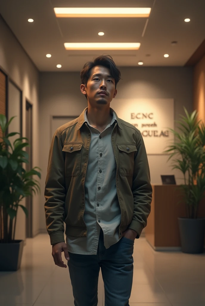 A young freelancer. Although he can work in the beginning, he is not getting work because of his lack of communication skills. He is coming to Dreams IT Park Counseling Center for counselling. Dreams IT Park Counseling Center is written big on the wall of the office.