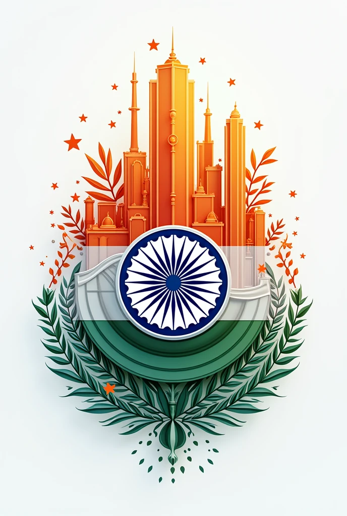 Write a logo with name "R. Hussain Alluminium" filled with Indian flag and back ground will be all alluminium frame work designs glass building etc art items all small items inspiring Indian independence day
