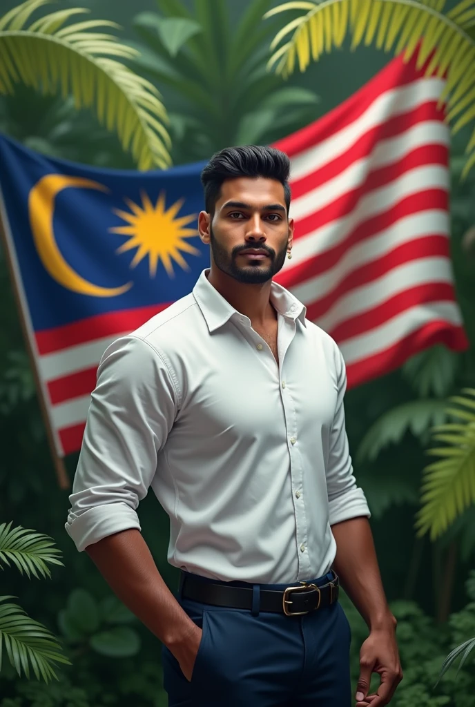 Handsome Indian man named ERWIN with a Malaysia flag