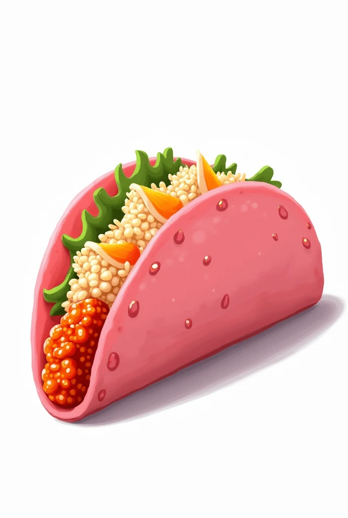 Taco botarga with pink tortilla in anime style with white background