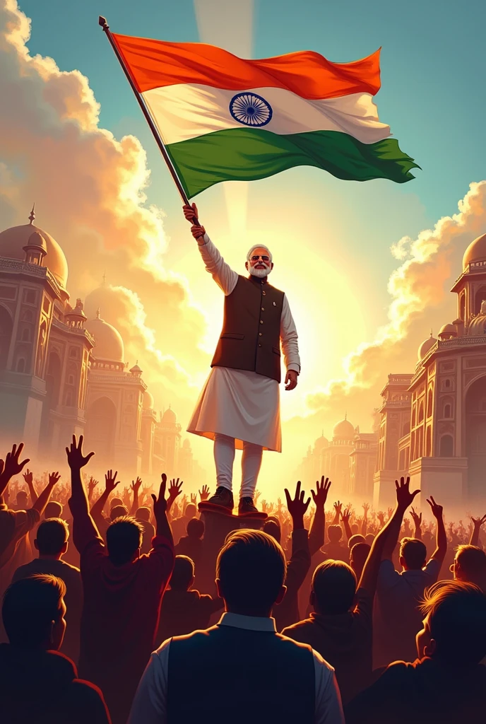 Create an image of WISHING INDIAN INDEPENDENCE DAY BY NARENDRA MODI
