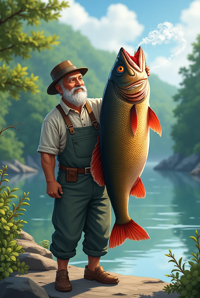 I was fishing in the Asakawa River.、A huge fish was caught!I grilled that huge fish and ate it.!!!