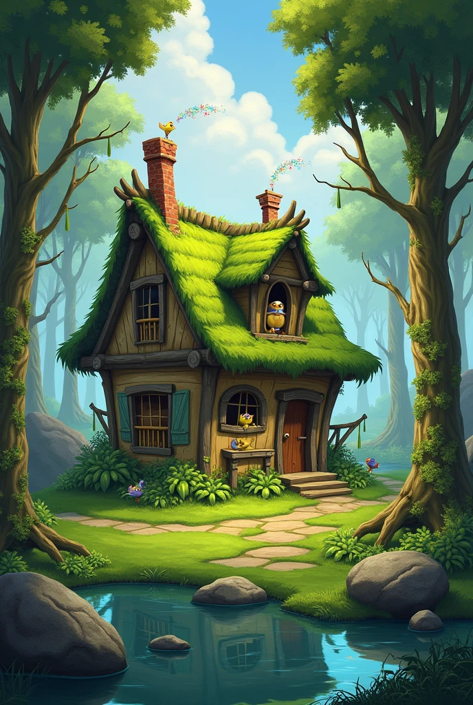 Landscape with hand painted shrek&#39;s house