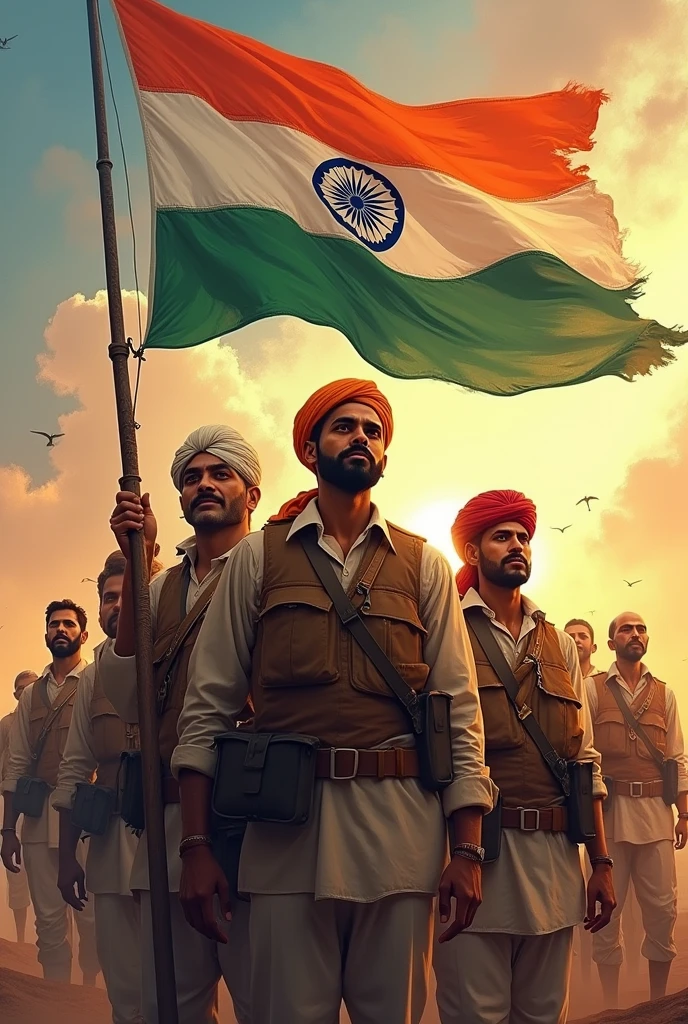 Indian freedom fighters with Indian flag
Independence day 2024