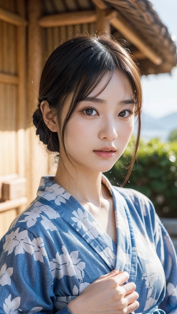 Model actress、One Woman、cool、Close-up of face、20 generation beauty、Realistic Skin、Japanese women、Upper Body、summer、yukata