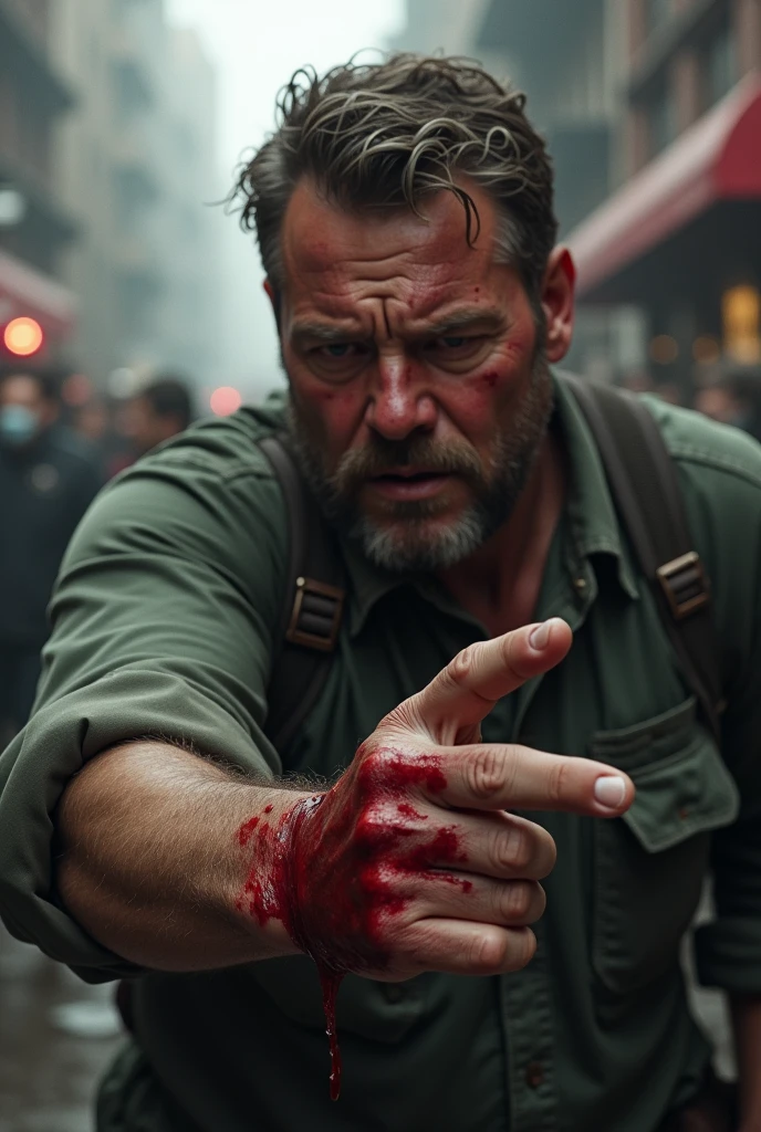 Little Blood coming from american man’s hand