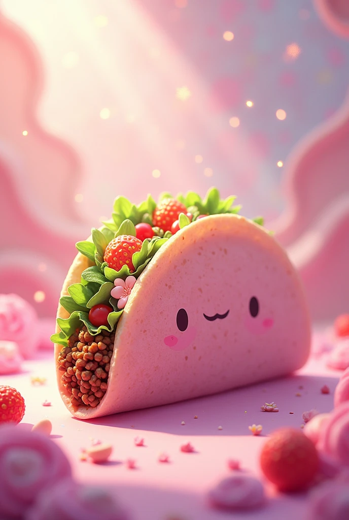 taco with pink anime tortilla