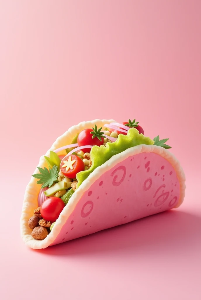 taco with pink anime tortilla