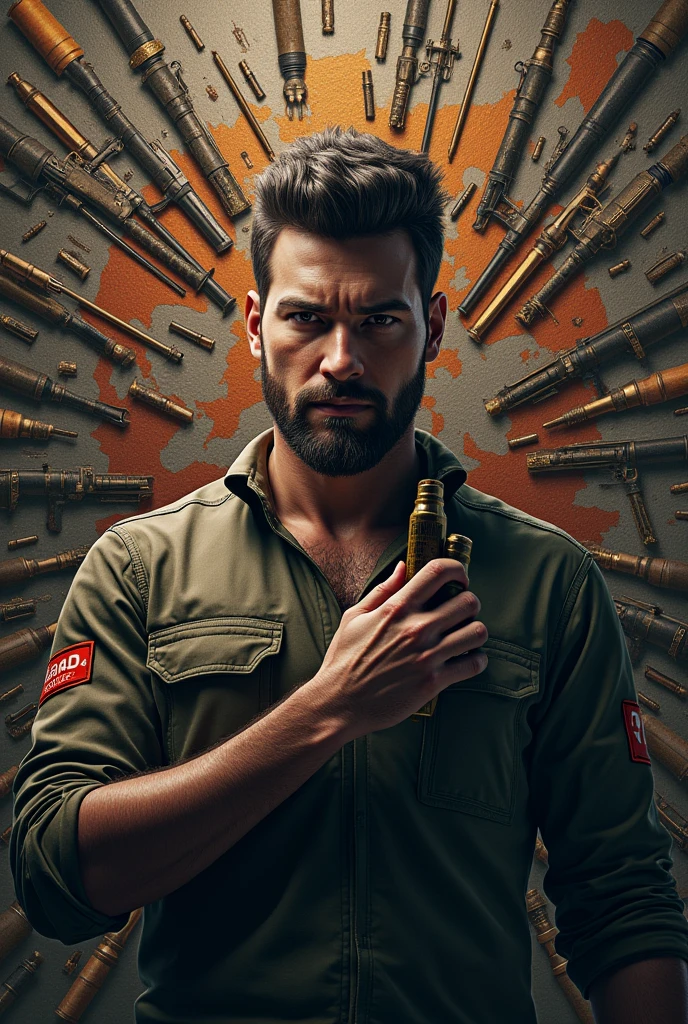 Create 2560px by 1440px size picture that's name Nabin Sah and the background designed by pubg game gun aliments. And name catch in hand by carlo character of pubg.