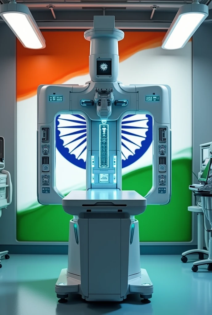 Make a pic of Xray machine  with india flag