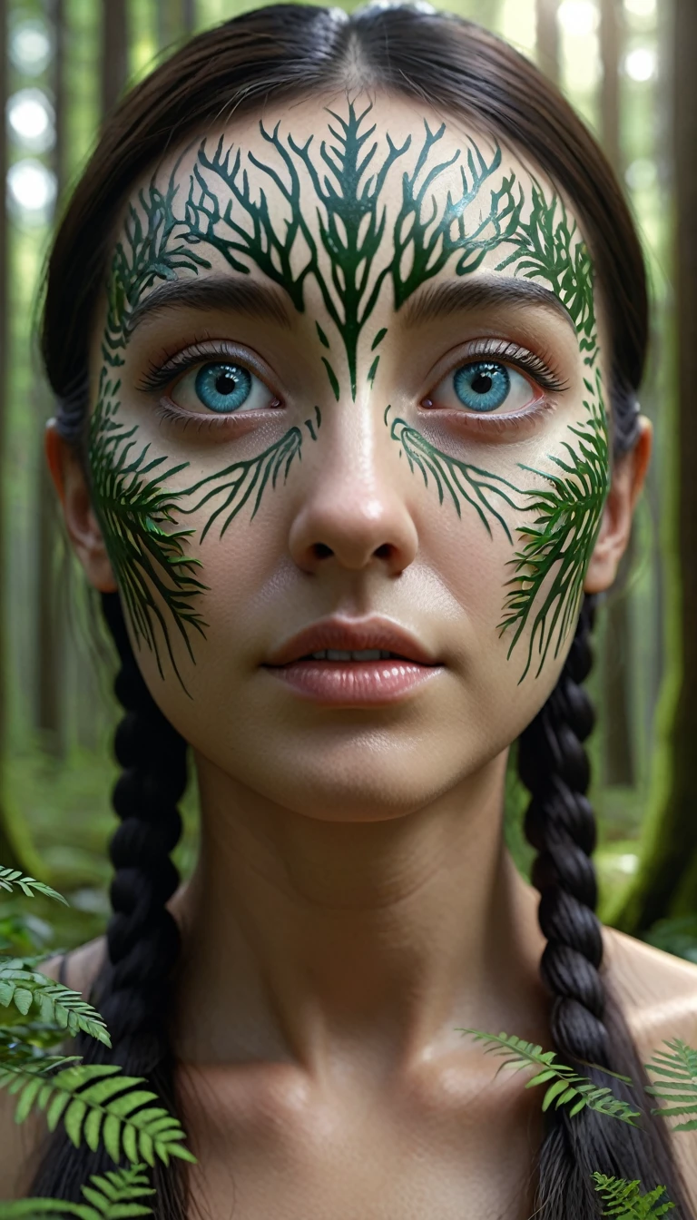Panorama,A human-faced creature with two pairs of eyes in the forest(best quality,4K,8k,High level,masterpiece:1.2),Ultra Detailed,(lifelike,Photo real,Photo real:1.37),Highly detailed animals,Complex patterns,Realistic lighting