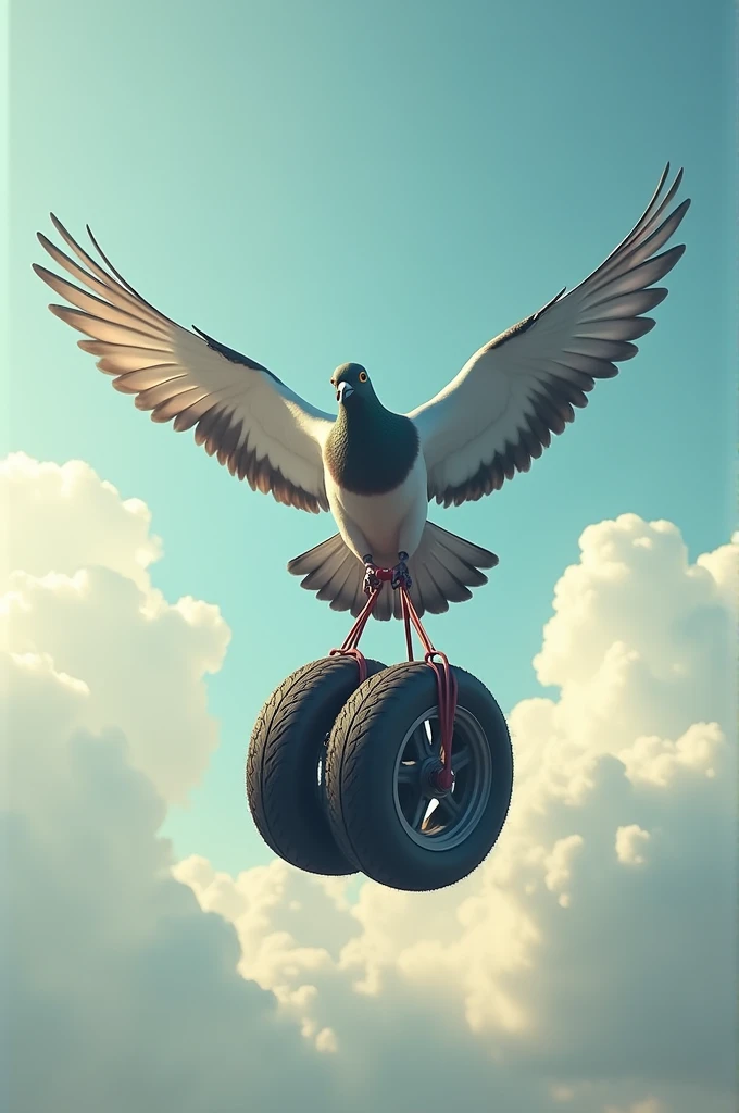 Carrier pigeon carries motorcycle tires 