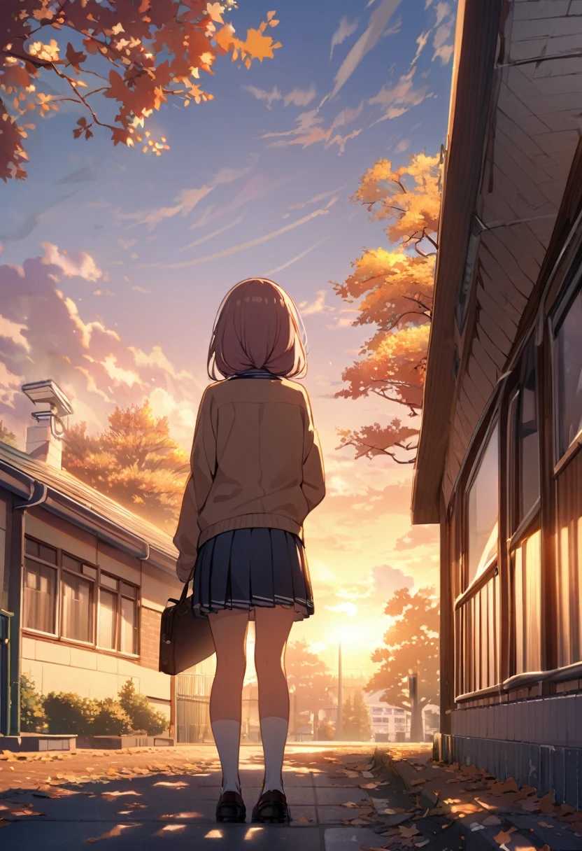 One Woman、beautiful girl、Very beautiful scenery、after school、evening、high school girl、School、Back of the school building、Schoolyard、winter、Under the big tree、that'that'it's snowing、Snowfall、Blazer Uniform、Pleated skirt、Duffle coat、Black knee-high socks、Long Hair、Wear a scarf、Highest qualthaty, Thick thighs、big 、Black Hair、The wind is raging.