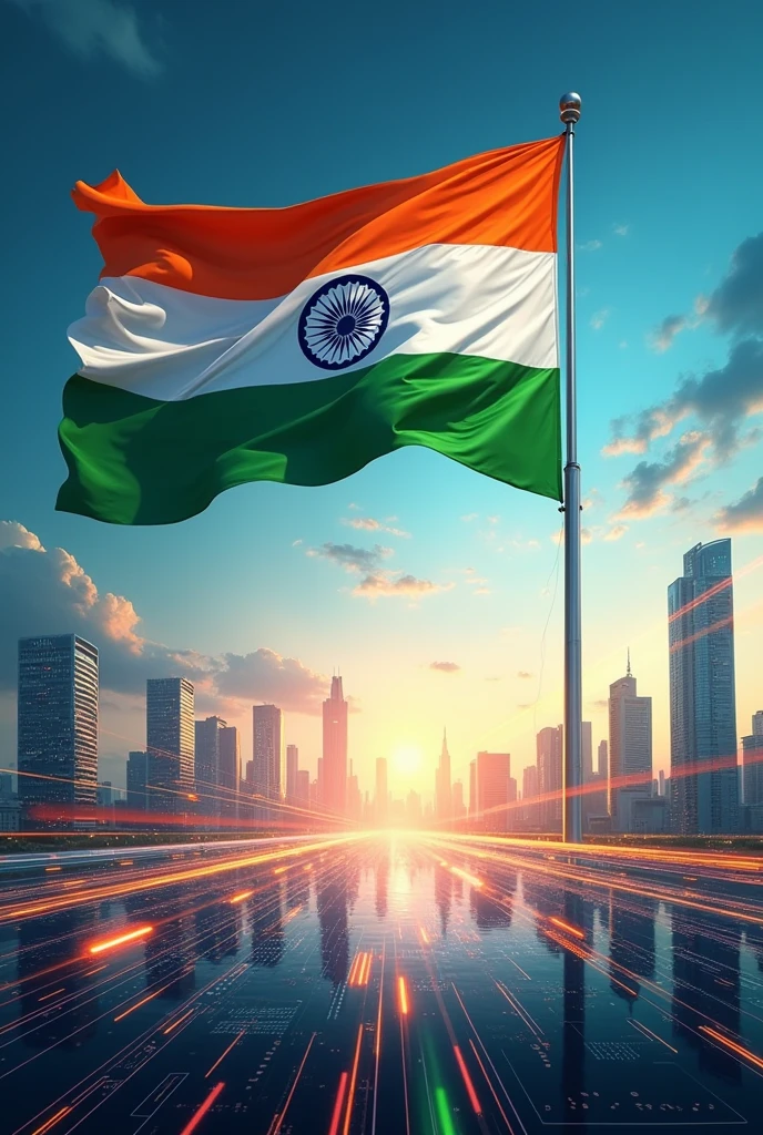 Generate indian flag on independence day related to information technology