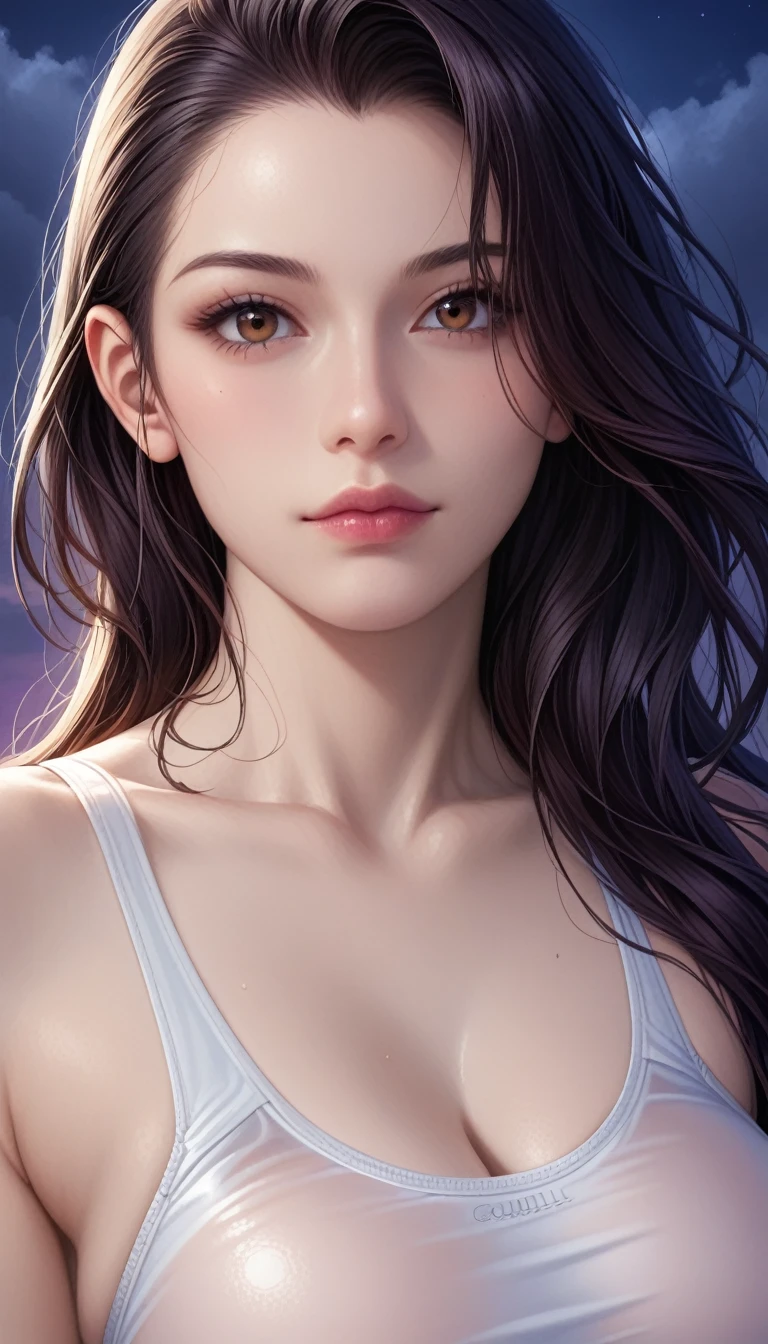 score_9, score_8_superior, score_7_superior, High-resolution CG illustration,A masterpiece in 32K resolution,Highest quality,it is really amazing,Very detailed,Ultra-high resolution,Ultra-realistic,Realistic,Increased depth of field,Cinematic lighting,
Sexy mature Japan woman,
Straight long hair with black hair,Ultra-detailed and beautiful face,Calm and gentle look,Beautiful brown eyes,Translucent white skin,Realistic skin texture,Great proportions,
Sexy high leg swimsuit,
Artistic design,Chic color scheme,Detailed fabric texture,
Dark overcast sky on a dull night,Dark clouds filling the sky,Thundercloud,Coastline at night,Stormy seas,delay々A desolate sandy beach that continues,
Beautiful bust up,Cinematic Angle,