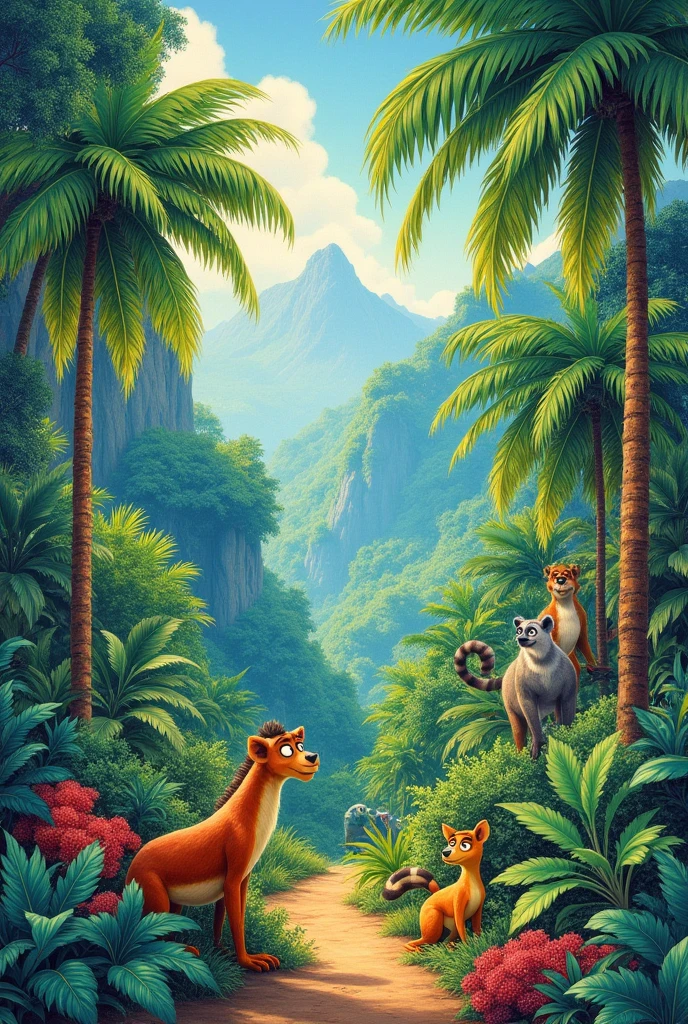 Colored pencil painting of the landscape from the movie Madagascar