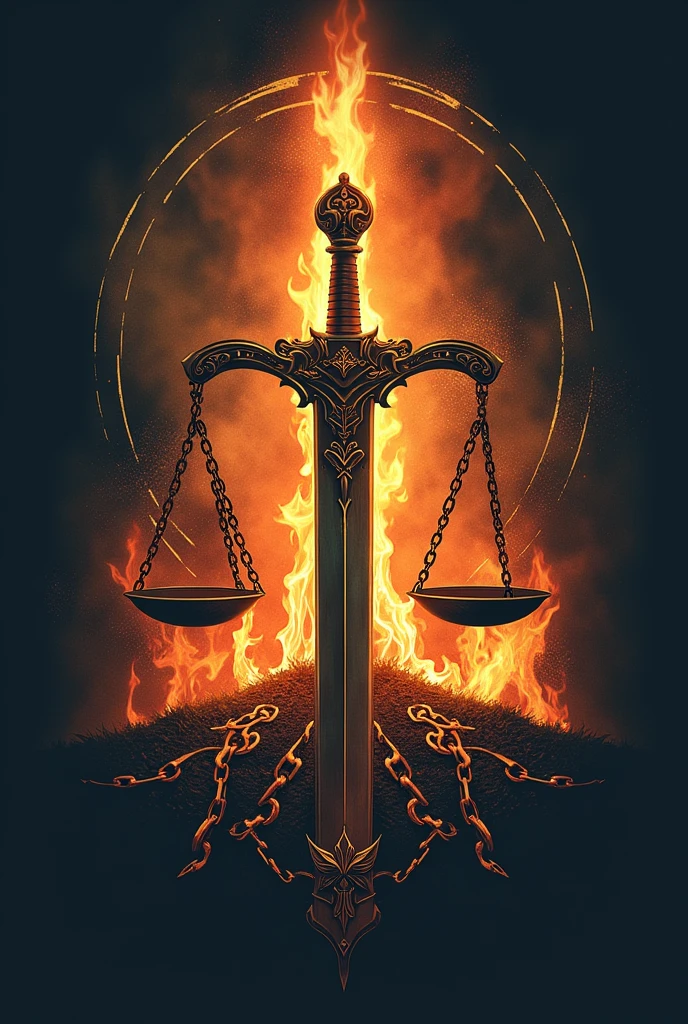 Hello, could you make me a logo that has a sword, a heart, a balance and broken chains. That is Christian according to the verse 2 Timothy 1:7 And add a little fire 