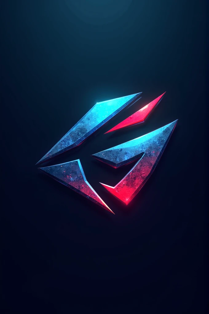 Design a unique gaming logo using blue and red colors with a sci-fi theme. The logo should feature dynamic, abstract elements that convey energy and excitement, incorporating futuristic and high-tech elements. Include symbols related to gaming, such as a game controller or joystick, but avoid faces or animals. The style should be modern and sleek, with bold lines and striking contrasts to create a memorable and impactful logo."